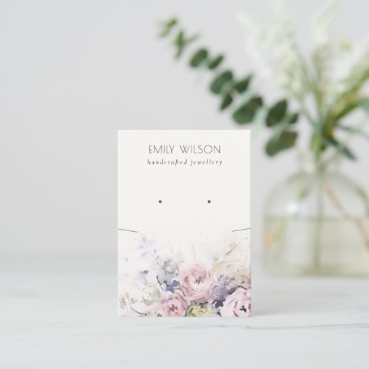 Blush Rozen Flora Ketting Oorbel Sieraden Display Visitekaartje (Staand voorkant)