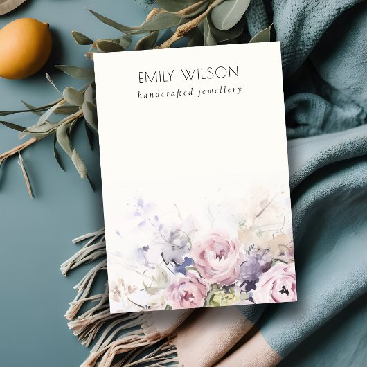 Blush Rozen Flora Waterverf Blank Sieraden Display Visitekaartje