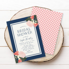 Blush Rozen Floral Bridal Shower Invitation Kaart