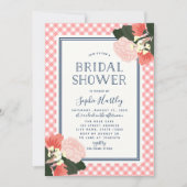 Blush Rozen Floral Bridal Shower Invitation Kaart (Voorkant)