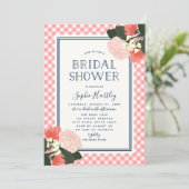 Blush Rozen Floral Bridal Shower Invitation Kaart (Staand voorkant)