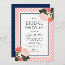 Blush Rozen Floral Bridal Shower Invitation Kaart