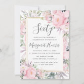 Blush Rozen Floral Gold Lijst 60th Sixty Birthday Kaart (Voorkant)