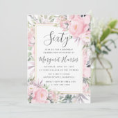 Blush Rozen Floral Gold Lijst 60th Sixty Birthday Kaart (Staand voorkant)