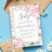 Blush Rozen Floral Gold Lijst 60th Sixty Birthday Kaart