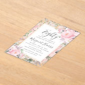 Blush Rozen Floral Gold Lijst 80e tachtigjarig Acryl Uitnodigingen (Laagn)