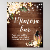 Blush Rozen Floral Greenery Mimosa Bar Poster (Voorkant)
