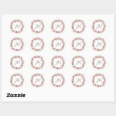 Blush Rozen Floral krans Monogram bruiloft Ronde Sticker (Vel)