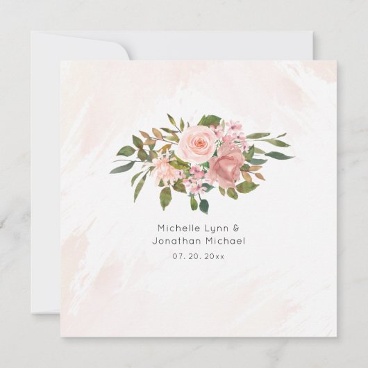 Blush Rozen Gold Geometric Lijst Christelijk Wedde Kaart (Achterkant)