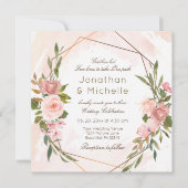 Blush Rozen Gold Geometric Lijst Christelijk Wedde Kaart (Voorkant)