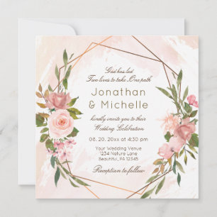 Blush Rozen Gold Geometric Lijst Christelijk Wedde Kaart