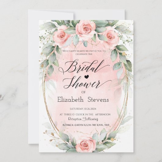 Blush Rozen Gold Lijst Script Vrijgezellenfeest Kaart (Voorkant)