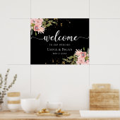 Blush Rozen & Gold op Black WeduwWelkomstbord Poster (Keuken)