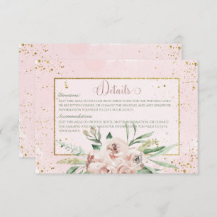 Blush Rozen & gouden accenten Bruiloft Details Informatiekaartje