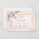 Blush Rozen & gouden accenten bruiloft Save The Date (Voorkant)