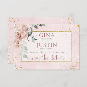 Blush Rozen & gouden accenten bruiloft Save The Date