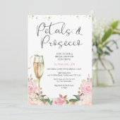 Blush Rozen gouden bloemblaadjes en Prosecco Vrijg Kaart (Staand voorkant)