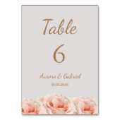 Blush Rozen Grijs bloemen Trouwtafel nummer Kaart (Achterkant)