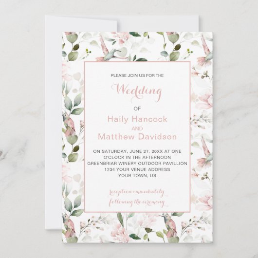 Blush Rozen Hummingbird Sage Greenery Wedding (Voorkant)