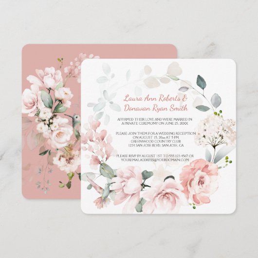 Blush Rozen Hummingbird Sage Greenery Wedding (Voorkant / Achterkant)