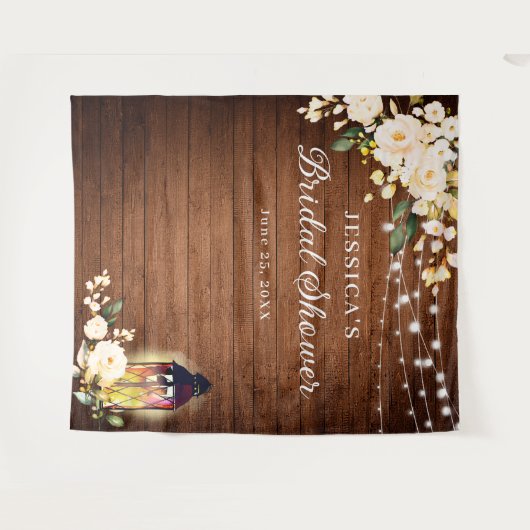 Blush Rozen Lantaarns Hout Vrijgezellenfeest Backd Wandkleed (Voorkant (horizontaal))