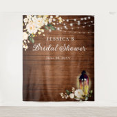 Blush Rozen Lantaarns Hout Vrijgezellenfeest Backd Wandkleed (Voorkant)