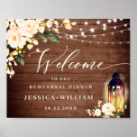 Blush Rozen Lantern Rustic Wood REHEARSAL DINNER Poster<br><div class="desc">Als je hulp nodig hebt,  neem dan contact met me op.</div>