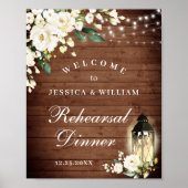 Blush Rozen Lantern Rustic Wood Rehearsal Dinner Poster (Voorkant)