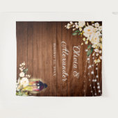 Blush Rozen Lantern Rustic Wood Weddenschap Backdr Wandkleed (Voorkant (horizontaal))