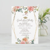 Blush Rozen Lijst, Afstudeerder Pet, Afstuderen Kaart (Staand voorkant)