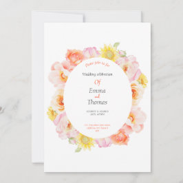 Blush Rozen lijst Tuin Trouwkaart Uitnodiging