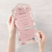 Blush Rozen met QR Code Alles In Een Uitnodiging (Afscheurbaar)