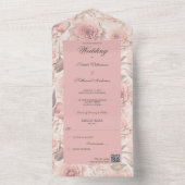 Blush Rozen met QR Code Alles In Een Uitnodiging (Binnen)