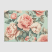 Blush Rozen Mint Groen Decoupage Tissuepapier (Voorkant)