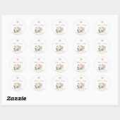 Blush Rozen Monogrammed Wedding Seal Envelope Ronde Sticker (Vel)