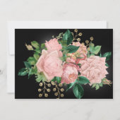  Blush Rozen op Black Quinceanera Kaart (Achterkant)