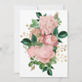  Blush Rozen op Witte Quinceanera Kaart (Achterkant)