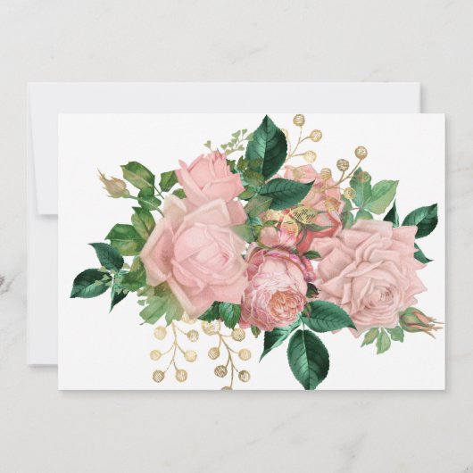  Blush Rozen op witte Quinceanera Kaart (Achterkant)