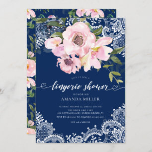Blush Rozen & Peonies Lace Bridal Lingerie Shower Kaart