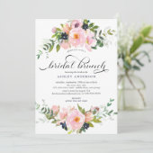 Blush Rozen & Peonies Vrijgezellenfeest Brunch Kaart (Staand voorkant)