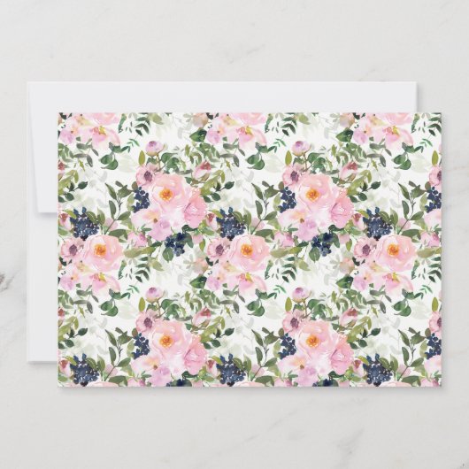 Blush Rozen & Pioenen Baby Tea Party Uitnodiging (Achterkant)