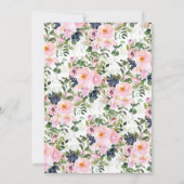 Blush Rozen & Pioenen Bloemen Baby shower Kaart (Achterkant)