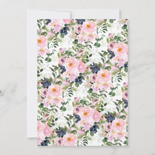 Blush Rozen & Pioenen Bloemen Baby shower Kaart (Achterkant)