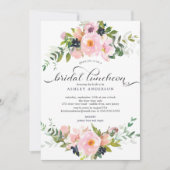 Blush Rozen & pioenen bruidslunch Kaart (Voorkant)
