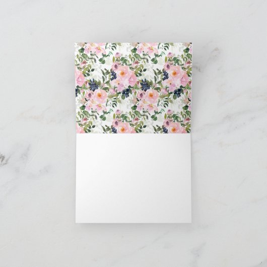 Blush Rozen & pioenen communie Dank u opmerking Bedankkaart (Binnen)