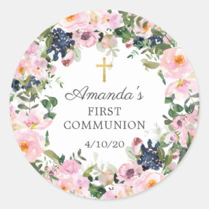 Blush Rozen & Pioenen Eerste Communie Sticker