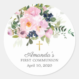 Blush Rozen & Pioenen Eerste Communie Sticker
