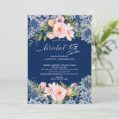 Blush Rozen & pioenen kantBruids Douche Bruids The Kaart (Staand voorkant)