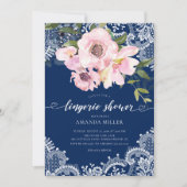 Blush Rozen & pioenen Lace Bruids Lingerie Douche Kaart (Voorkant)