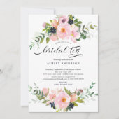 Blush Rozen & pioenen Vrijgezellenfeest bruidsthee Kaart (Voorkant)